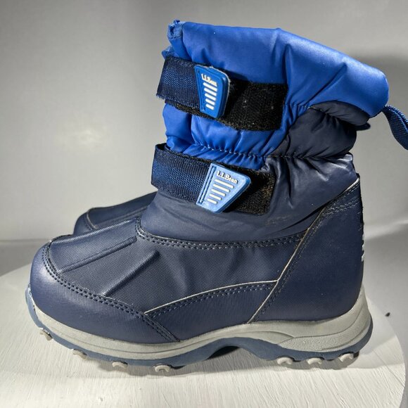 LL Bean Kids Boots Size 1 Rain Snow Winter Waterproof Warm Blue Duck Tread Calf - Picture 1 of 11